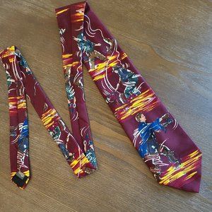 American Sports Neck Tie Novelty Necktie Fishing Fisherman Fish USA Made